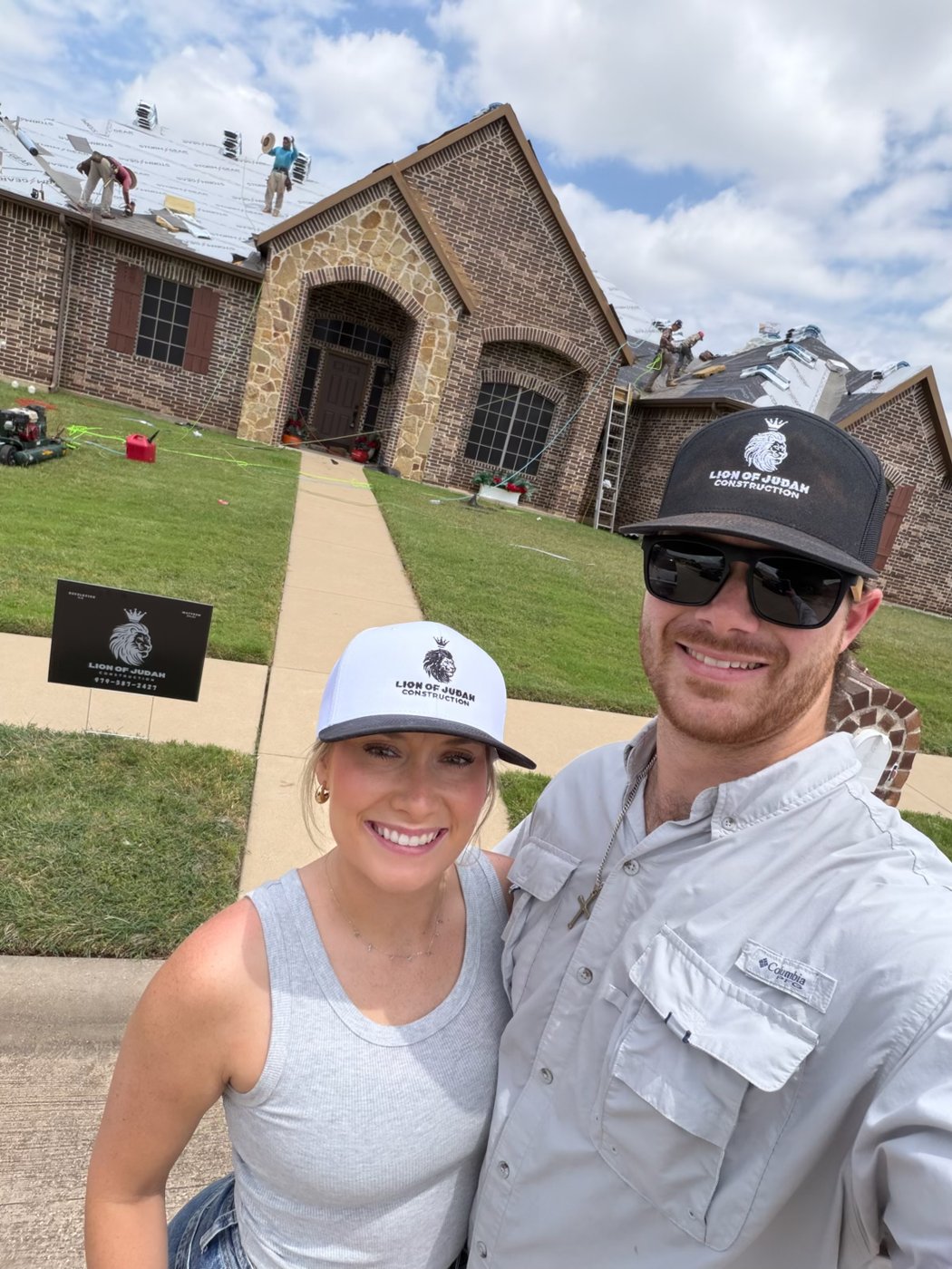 Jake Medcalf and his wife on-site at a Lion of Judah Construction project